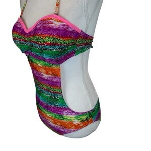 NWT Vintage 1980s Peekaboo Swimsuit Open Sides Bare Back NOS - Small